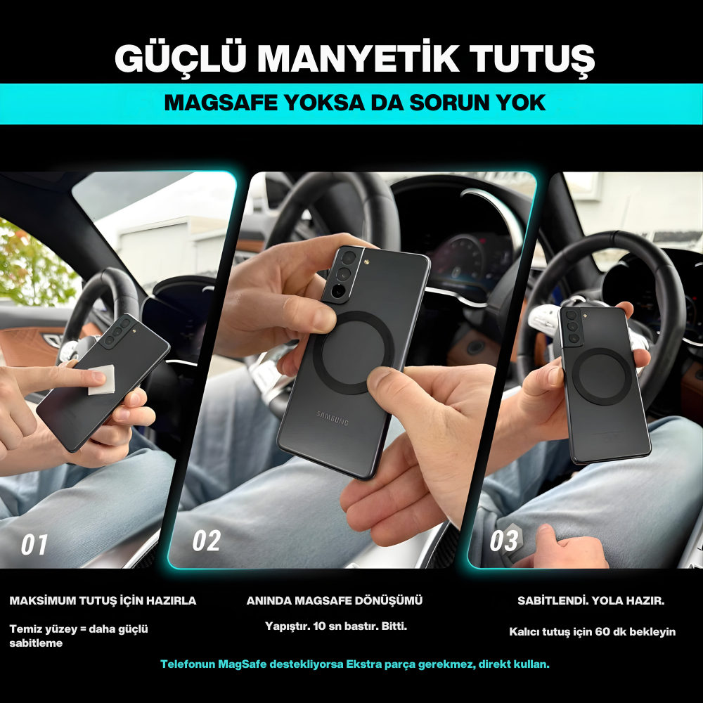 VAKUMLU MANYETİK TELEFON TUTUCU