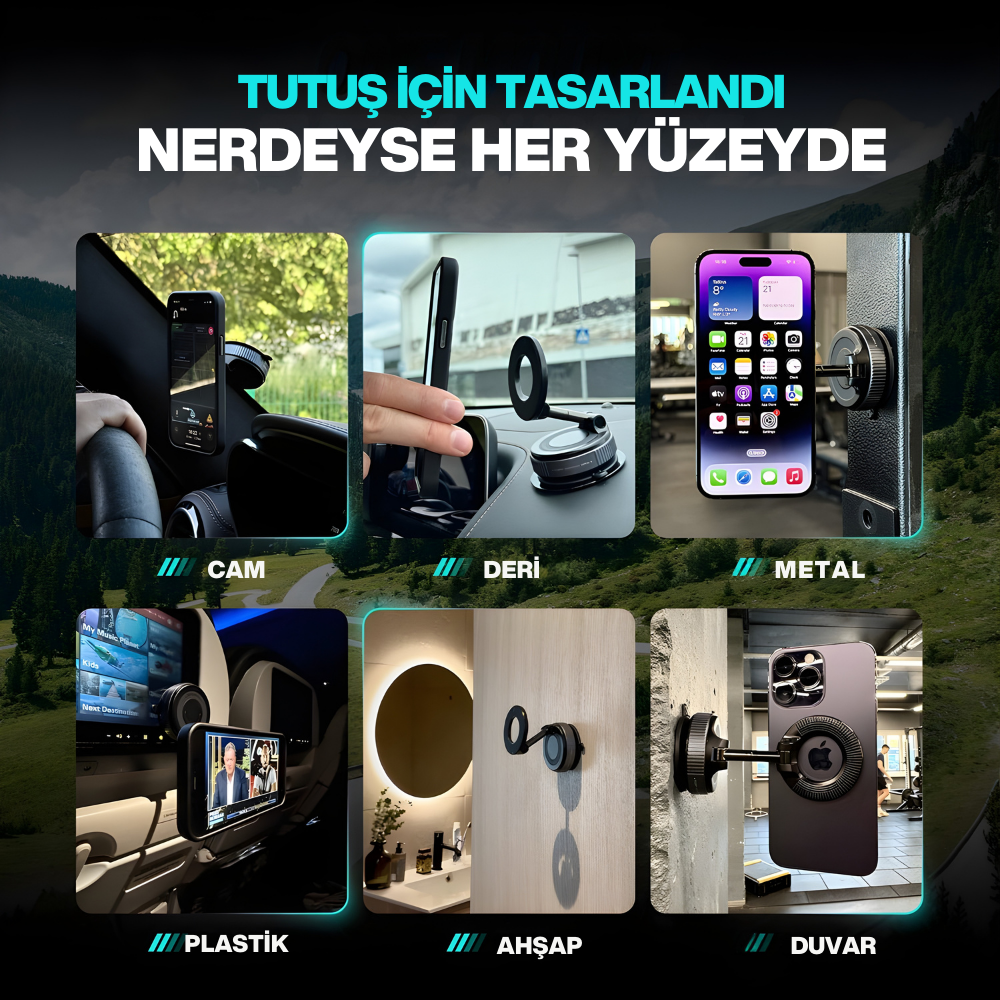 VAKUMLU MANYETİK TELEFON TUTUCU